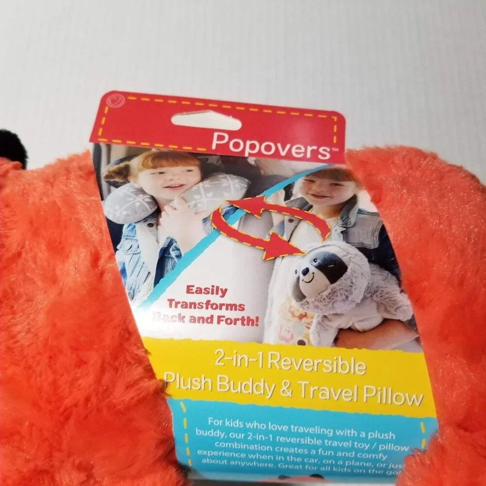 Animal Adventure Popovers 2in1 Reversible Travel Pillow & Plush Buddy Orange Fox